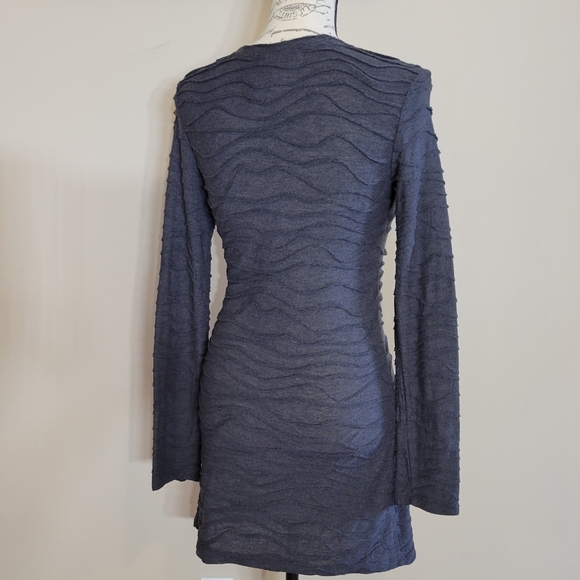 Bisou Bisou Grey Long Sleeve Ruffle Wave Dress - Picture 2 of 3